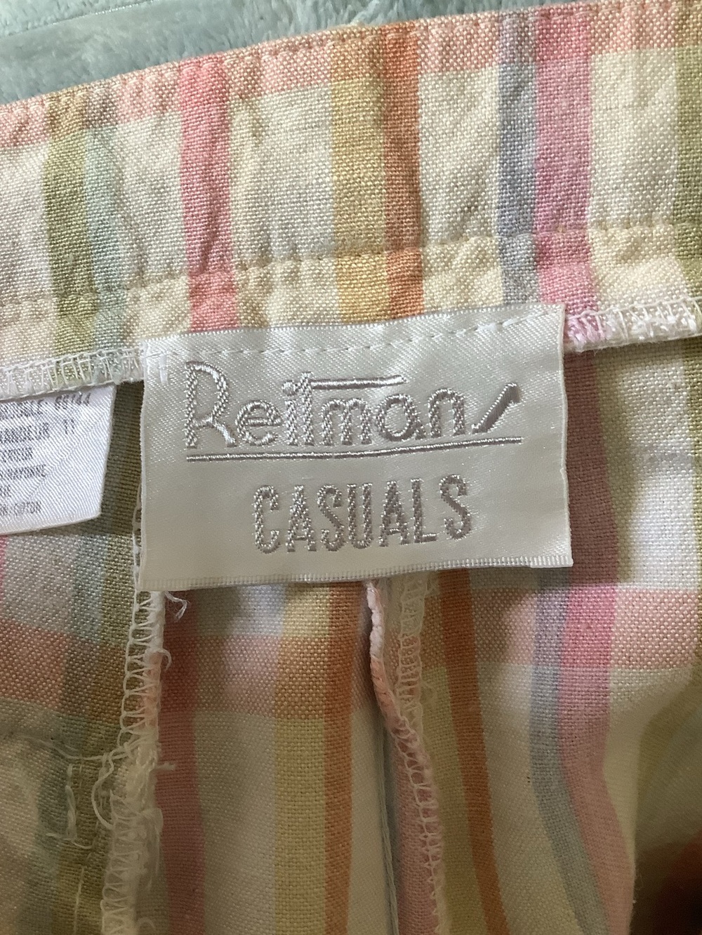 Vintage 90s Reitmans Linen Ramie Plaid Bermuda Shorts Pastel Preppy Size 11 - Picture 9 of 16